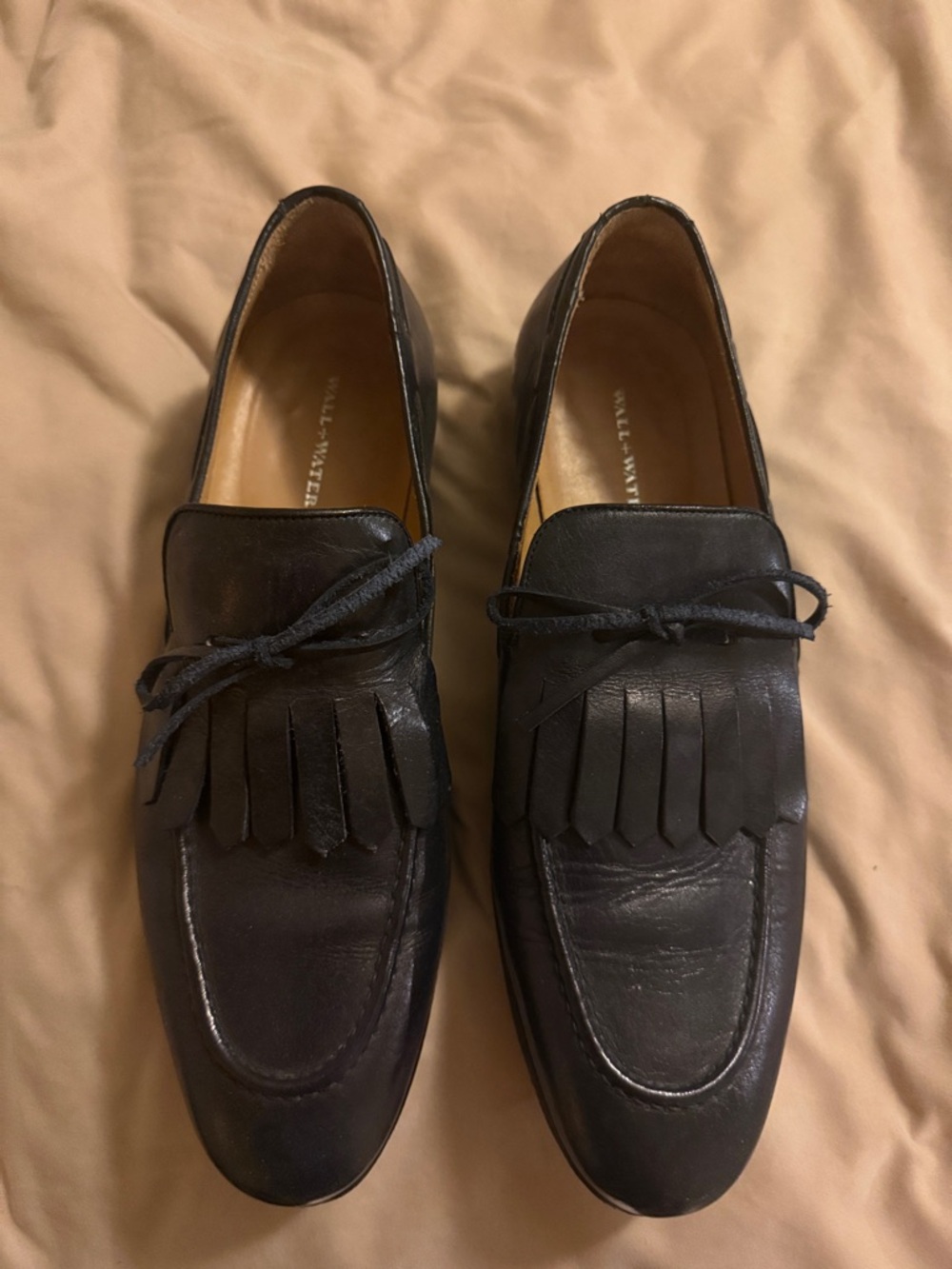 Men's Blue Leather Kiltie Slip-On Loafers